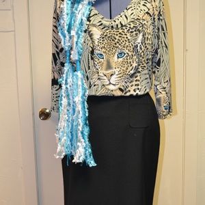 Womens skirt, top and boa scarf